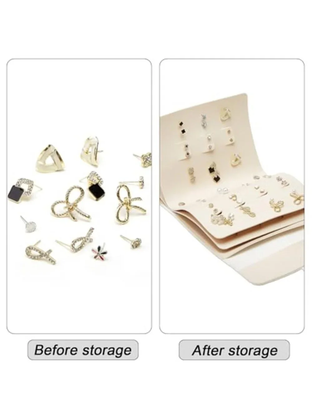 Travel Earring Organizer Book Portable Jewelry Storage Case Faux Leather Holder